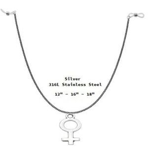 Silver ~ Female Symbol Nipple Chain - No Piercing ~ Adjustable